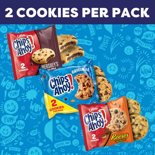 Vista 4 de CHIPS AHOY! Paquete variado de galletas, chispas de chocolate original, chispas de chocolate masticables con tazas de mantequilla de maní Reese's