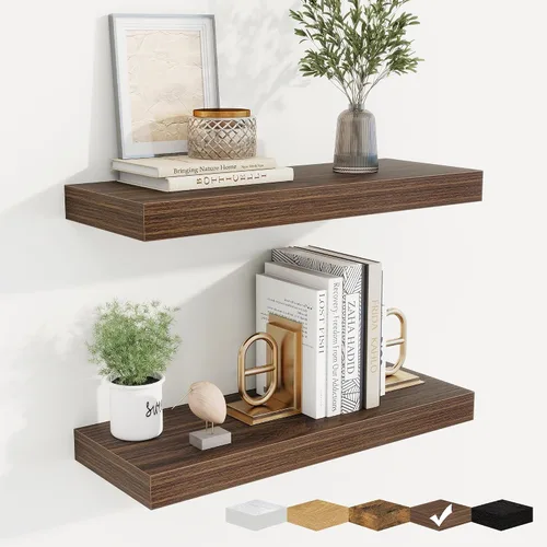 Vista 12 de fuqing Estantes flotantes para pared, estante flotante de madera montado en la pared con soportes invisibles para sala de estar, baño, dormitorio