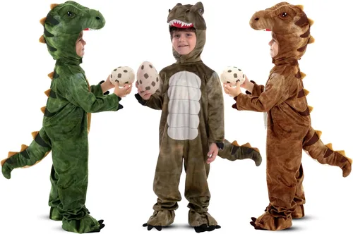 Vista 2 de Spooktacular Creations Disfraz realista de T.rex para Halloween, traje de dinosaurio con huevo Marrón