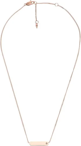 Vista 2 de Fossil - Collar de cadena con dije de acero inoxidable grabado y enchapado para mujer