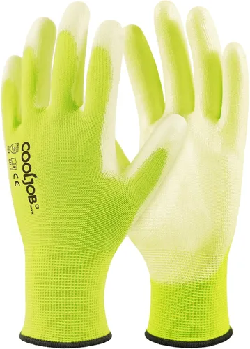 Vista 17 de COOLJOB Paquete de 12/60 pares de guantes de trabajo de seguridad a granel con revestimiento de poliuretano de agarre, guantes de punto sin costuras
