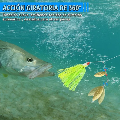Vista 3 de Señuelos de pesca Spinnerbaits, 6/12 piezas de señuelos de pesca de lubina, cebos giratorios sin hierbas, señuelos para lubos, cebos de lucio, pesca