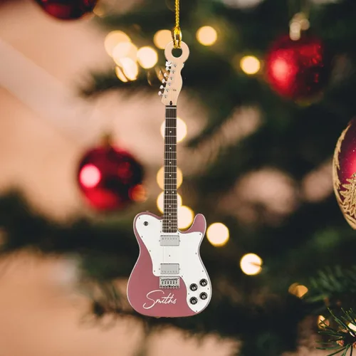 Vista 2 de MoonArt Adorno personalizado de guitarra de piano, nota musical de piano, adorno con forma de madera acrílica, regalo para amantes de la guitarra