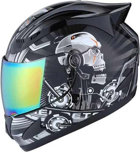 Vista 23 de 1Storm - Casco de cabeza completa para motocicleta, diseño de calavera mecánica HJDJ11