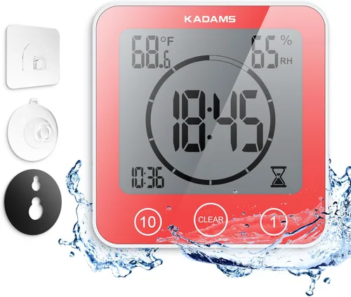 Vista 11 de KADAMS - Temporizador digital con alarma, impermeable para pulverización de agua para baño, regadera, cocina, temporizador táctil, visualización