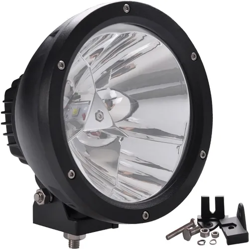 Vista 4 de Lightronic Foco LED redondo todoterreno de 7 pulgadas para motocicleta/camión, 6000 K blanco frío de largo alcance, aplicaciones de alta velocidad