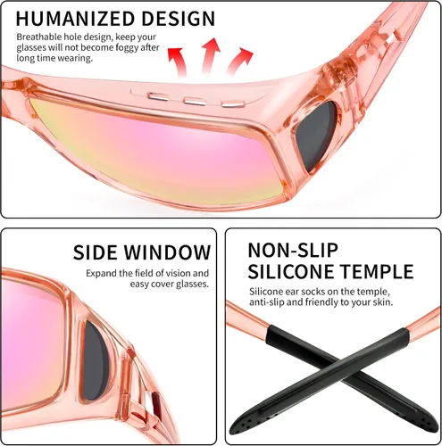 Vista 61 de Polarized Sunglasses Fit Over Glasses for Women Men with UV400 Protection Over Wrap Around Sun Glasses