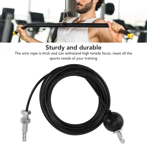 Vista 2 de Sistema de polea de fitness resistente, cable ajustable, cuerda de alambre de acero, gimnasio, ejercicio en casa, color negro