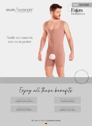 Vista 6 de SHAPE CONCEPT 061 064 Fajas Colombianas para Hombres Mens Faja Alta Compresión Garmen Shapewear Body Shaper para Hombres