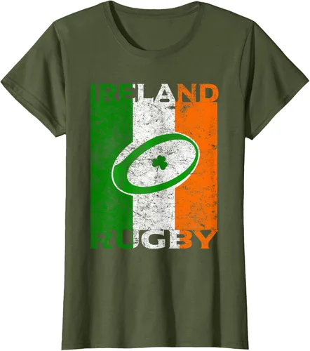 Vista 67 de Camiseta de rugby irlandés con la bandera de Irlanda, regalo vintage Negro