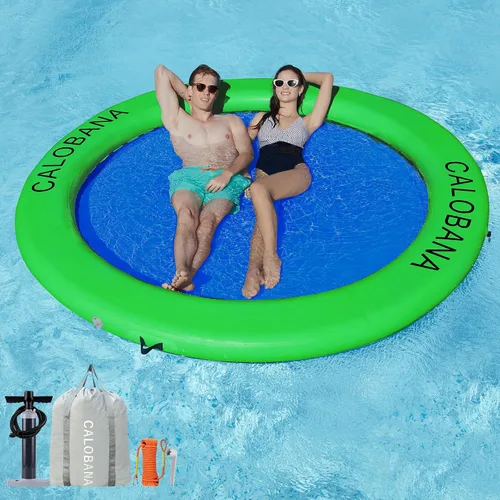 Vista 20 de CALOBANA Anillo Flotante Redondo Inflable Hamaca de Agua Flotadores de Río de Alta Resistencia Flotadores de Lago para Adultos Plataforma de Isla