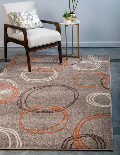 Vista 10 de Unique Loom - Tapete con diseño abstracto, informal, moderno y contemporáneo de la colección otoñal, rectangular de 2 x 3 pies, diseño con círculos