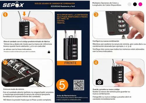 Vista 8 de SEPOX® Versátil Juego de Candado de Viaje de 12 Piezas con Combinación de 4 Dígitos Reajustable para Equipaje – Configuración de Contraseña Propia