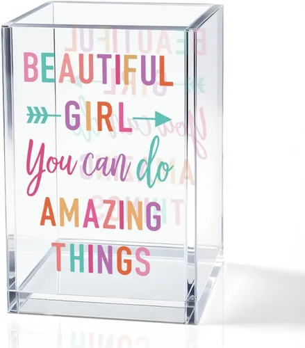 Vista 10 de I Came I Saw I - Soporte para cosméticos de acrílico contorneado, divertido soporte para brochas de maquillaje floral, regalos para cosmetólogas