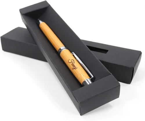Vista 4 de CustomDesign.Shop Bolígrafo ecológico personalizado de bambú + caja de regalo Diseña un regalo verdaderamente único Grabado con láser