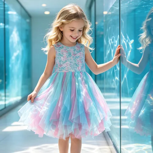 Vista 4 de VIKITA Vestido tutú para niñas pequeñas, falda de princesa de tul de sirena, traje de fiesta de cumpleaños de verano para niñas pequeñas de 3 a 8