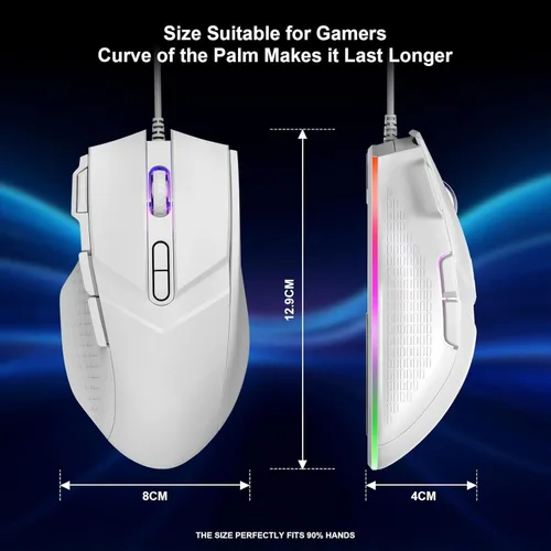 Vista 7 de LEWENTECH Ratón gaming 6 niveles de DPI ajustables hasta 7200 ratón gaming para PC con cable 8 botones programables 13 modos LED RGB ajustables 1.5