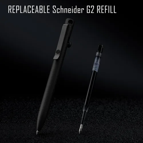 Vista 5 de KeyUnity KP01BK Bolt Action EDC Pen con clip, bolígrafo de bolsillo de titanio para transporte diario (negro)