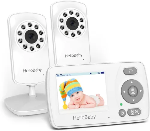 Vista 8 de HelloBaby HB30 Monitor de bebé de video con cámara digital y audio, sin WiFi sin aplicación, monitor de bebé de seguridad, 8 idiomas, visión