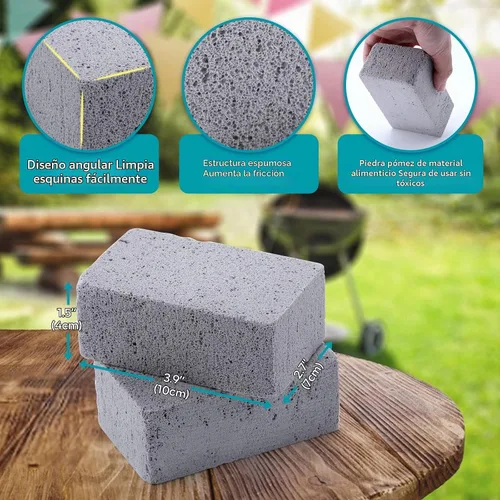 Vista 2 de HaSteeL Ladrillo de limpieza de parrilla, piedra pómez de plancha para eliminar manchas, kit de 4, accesorios de limpieza de bloques de parrilla