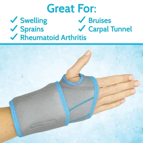 Vista 6 de Arctic Flex Muñequera de hielo - Compressa de gel reutilizable con soporte de compresión - Almohadilla flexible de frío y calor para lesiones