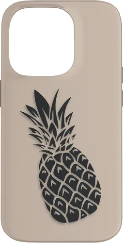 Vista 17 de Black Dark grey Pineapple on Tan beige for Pineapple lovers Case for iPhone 16