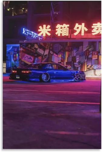 Vista 22 de ALUKAP Cuadro decorativo de la familia de autos Vaporwave Jdm Ae86 de los años 90, arte de pared, pósteres colgantes, 12 x 18 pulgadas