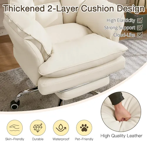 Vista 7 de Cloud - Silla de oficina con patas cruzadas con reposapiés, silla ergonómica ejecutiva grande y alta, reposabrazos abatibles para mascotas, silla