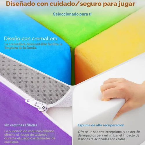 Vista 5 de Bloques de escalada de espuma suave de 6 piezas para niños pequeños y bebés - Juego de juguetes de escalada para bebés de interior, gimnasio