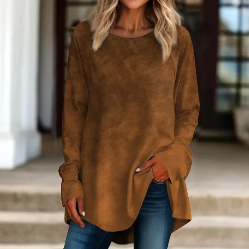 Vista 3 de Trajes de otoño para mujer, con estampado de manga larga, cuello redondo, casual, holgados, cómodos y elegantes