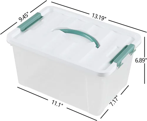 Vista 2 de Paquete de 6 cajas de almacenamiento transparentes de 14 L, contenedores de almacenamiento de plástico con tapas