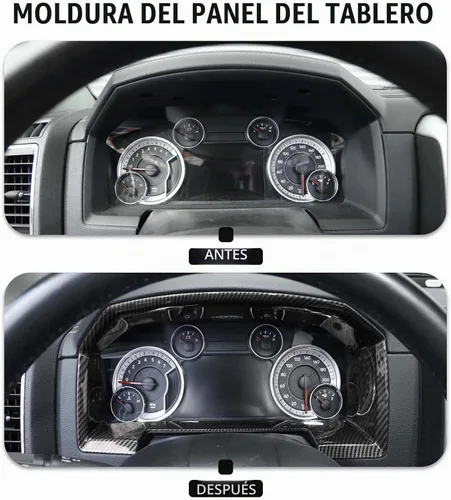 Vista 7 de Jimen Compatible con Dodge Ram 2010-2017, panel de instrumentos de consola central superposición cubierta de tablero (fibra de carbono)