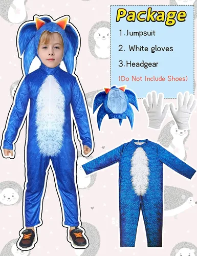 Vista 3 de Cuecutie Kids Costume Halloween Boys Suit Cartoon Cosplay Jumpsuit Outfits with Headgear Gloves 3-9T