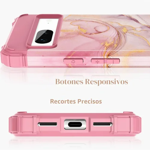 Vista 6 de Funda para Pixel 7, funda para Google Pixel 7, mármol rosa dorado