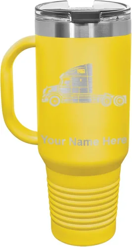 Vista 35 de LaserGram Taza de café aislada al vacío de 15 onzas, cabina de camión, grabado personalizado incluido (negro)