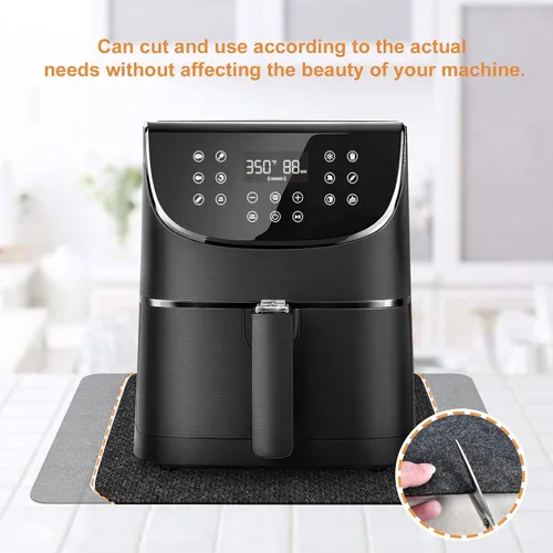 Vista 3 de SIUDANGKA 2 alfombrillas resistentes al calor para freidora de aire, cafetera, tostadora, protector de encimera rectangular negro de fieltro