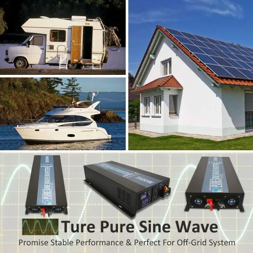 Vista 7 de WZRELB Full Power Endurable 3500W 12VDC a 120VAC 60HZ US DUAL OUTLETS LED Display Pure Onda sinusoidal inversor convertidor de potencia