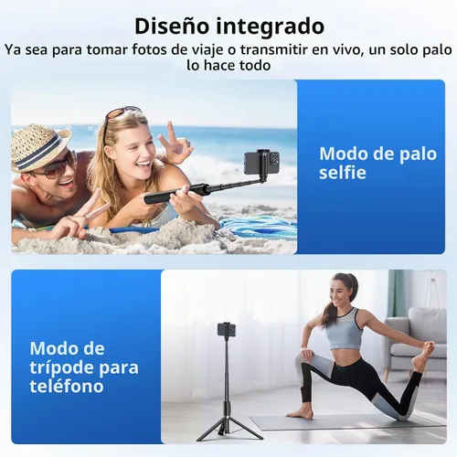 Vista 8 de SYNCWIRE Trípode de teléfono Selfie Stick de 55 pulgadas para iPhone, palo selfie de aluminio extensible todo en uno con control remoto, trípode