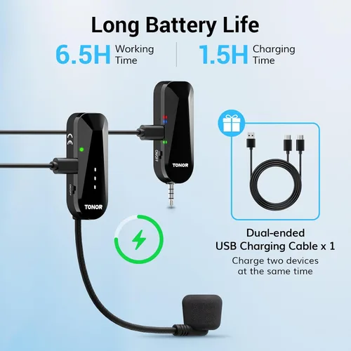 Vista 5 de TONOR - Auriculares inalámbricos con micrófono, sistema de auriculares con micrófono UHF, micrófono de mano y de cabeza 2 en 1, micrófono de oreja