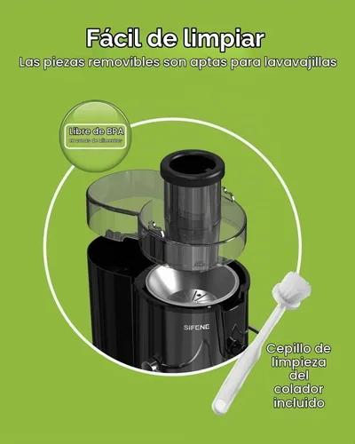Vista 5 de SIFENE - Exprimidor centrífugo compacto, canal de 3 pulgadas de ancho, potencia máxima 800 W, gris 3-speed ingredient control, easy-clean