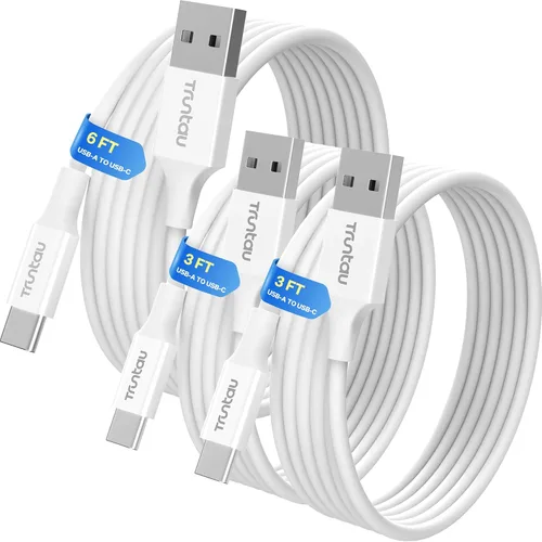 Vista 25 de Cable de carga rápida de nailon trenzado USB A a USB C de 3 pies, compatible con iPhone 17/17 Pro/16e/16 Plus/15 Pro/15, Samsung Galaxy
