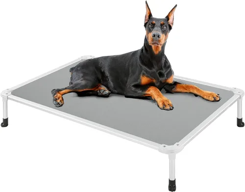 Vista 27 de Veehoo Cama elevada para perros a prueba de mordidas - Cuna elevada refrescante para mascotas - Marco de aluminio plateado y tela de malla