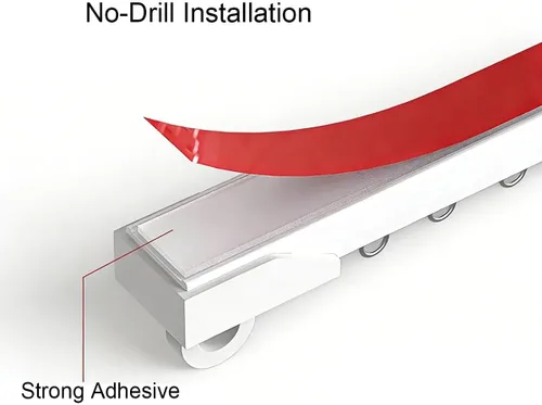 Vista 7 de Adhesive Curtain Track Ceiling or Wall Mount, Ceiling Sliding Curtain Rail System No Damage, No-Drill Installation Curtains Rod for Room Divider