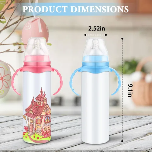 Vista 9 de Trelaco - 4 vasos de sublimación en blanco con asa de 8 onzas, vasos aislados al vacío de doble pared de acero inoxidable no tóxico, a prueba