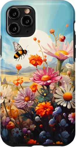 Vista 28 de Funda para iPhone 13 Pro Lively Bee en Sunny Meadow of Wildflowers