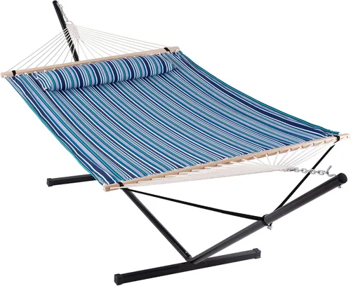 Vista 24 de ANOW Hamaca doble con combo de soporte de acero resistente de 12 pies