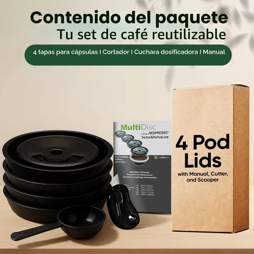 Vista 3 de Tapas reutilizables para cápsulas de café, tapas recargables para Nespresso Vertuo, compatibles con todas las máquinas VertuoLine, solución práctica