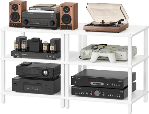 Vista 14 de Soporte para reproductor multimedia AV de 3 niveles, gabinete estéreo, gabinete estéreo moderno, estante de consola de juegos, soporte de TV