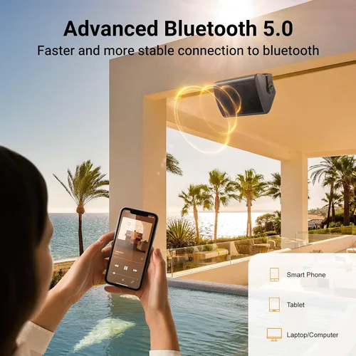 Vista 2 de STUDIOFINIX Altavoces Bluetooth de 6.5 pulgadas para interiores y exteriores, impermeables, con cable, para montaje en pared, altavoces activos