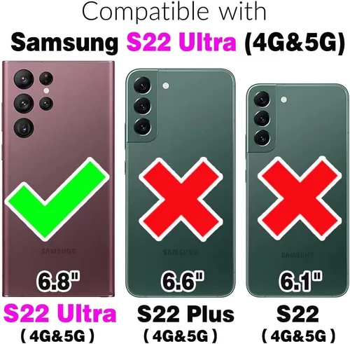 Vista 2 de Asuwish Funda de teléfono para Samsung Galaxy S22 Ultra 5G con protector de pantalla de vidrio templado y cubierta celular híbrida a prueba